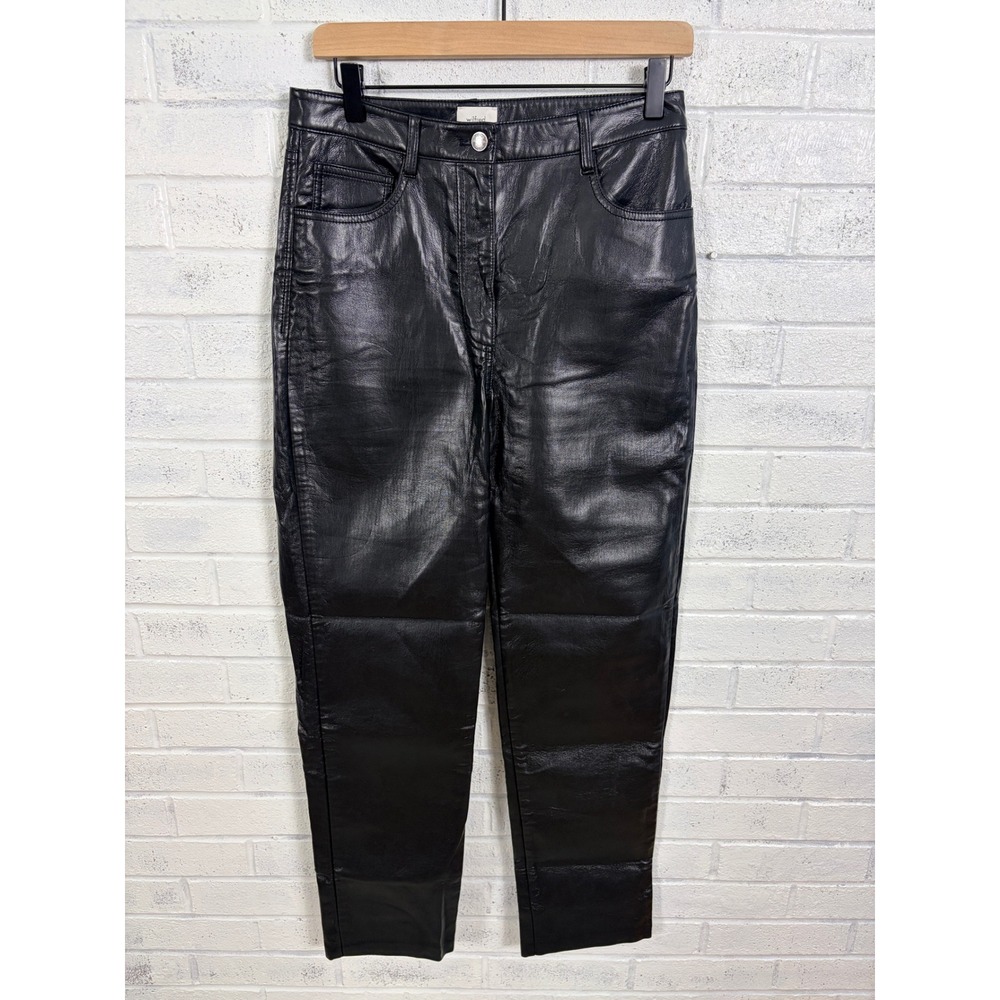 Wilfred Melina Pant Women 8 Black Vegan Leather High Rise Straight Leg Trousers